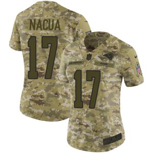 Superb Rams #17 Puka Nacua Camo Women's Stitched NFL Limited 2018 Salute to Service Jersey