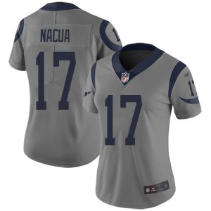 Outstanding Rams #17 Puka Nacua Gray Women's Stitched NFL Limited Inverted Legend Jersey
