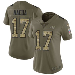 Marvelous Rams #17 Puka Nacua Olive/Camo Women's Stitched NFL Limited 2017 Salute to Service Jersey