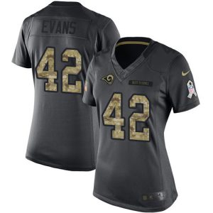 Exceptional Rams #42 Ethan Evans Black Women's Stitched NFL Limited 2016 Salute to Service Jersey