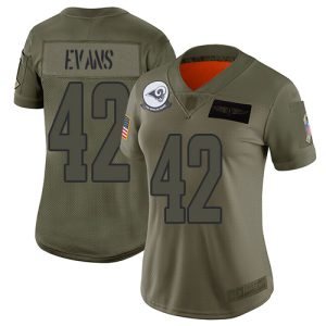 Superior Rams #42 Ethan Evans Camo Women's Stitched NFL Limited 2019 Salute To Service Jersey