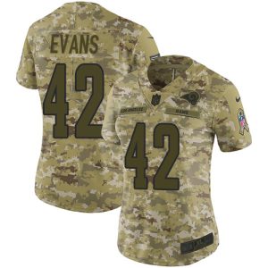 Finest Rams #42 Ethan Evans Camo Women's Stitched NFL Limited 2018 Salute to Service Jersey