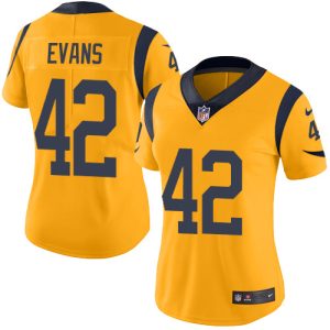 Gorgeous Rams #42 Ethan Evans Gold Women's Stitched NFL Limited Rush Jersey