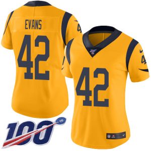 Exquisite Rams #42 Ethan Evans Gold Women's Stitched NFL Limited Rush 100th Season Jersey