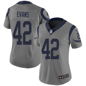 Superb Rams #42 Ethan Evans Gray Women's Stitched NFL Limited Inverted Legend Jersey