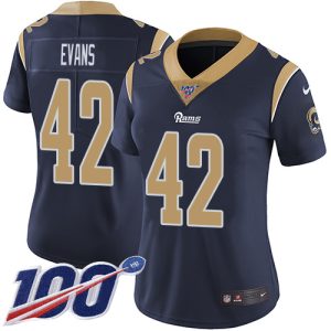 Superb Rams #42 Ethan Evans Navy Blue Team Color Women's Stitched NFL 100th Season Vapor Limited Jersey