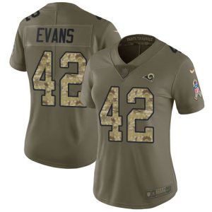 Outstanding Rams #42 Ethan Evans Olive/Camo Women's Stitched NFL Limited 2017 Salute to Service Jersey