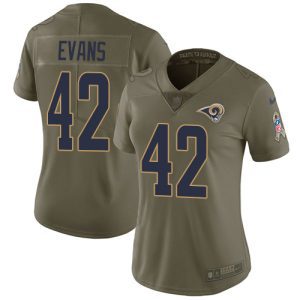 Exquisite Rams #42 Ethan Evans Olive Women's Stitched NFL Limited 2017 Salute to Service Jersey