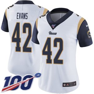 Superior Rams #42 Ethan Evans White Women's Stitched NFL 100th Season Vapor Untouchable Limited Jersey