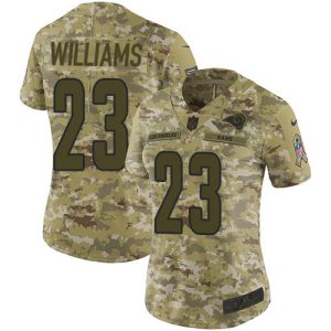 Superior Rams #23 Kyren Williams Camo Women's Stitched NFL Limited 2018 Salute to Service Jersey