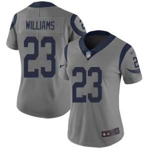 Superior Rams #23 Kyren Williams Gray Women's Stitched NFL Limited Inverted Legend Jersey