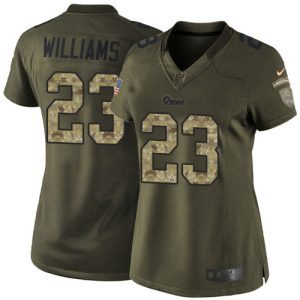 Exceptional Rams #23 Kyren Williams Green Women's Stitched NFL Limited 2015 Salute to Service Jersey