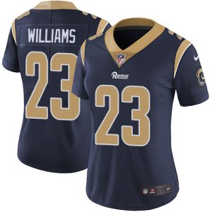 Exceptional Rams #23 Kyren Williams Navy Blue Team Color Women's Stitched NFL Vapor Untouchable Limited Jersey