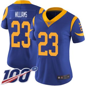 Superior Rams #23 Kyren Williams Royal Blue Alternate Women's Stitched NFL 100th Season Vapor Untouchable Limited Jersey