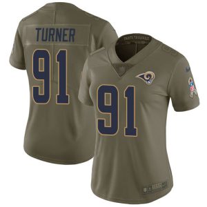 High quality Rams #91 Kobie Turner Olive Women's Stitched NFL Limited 2017 Salute to Service Jersey