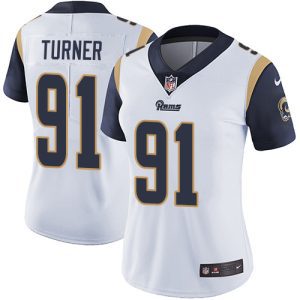 Exceptional Rams #91 Kobie Turner White Women's Stitched NFL Vapor Untouchable Limited Jersey