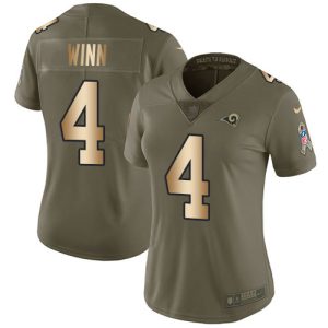 High quality Rams #4 Dresser Winn Olive/Gold Women's Stitched NFL Limited 2017 Salute to Service Jersey