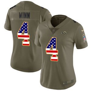 Superior Rams #4 Dresser Winn Olive/USA Flag Women's Stitched NFL Limited 2017 Salute to Service Jersey