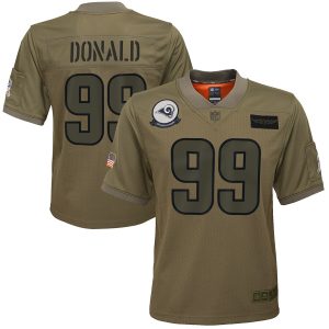 Finest Youth Los Angeles Rams #99 Aaron Donald Camo 2019 Salute to Service Game Jersey