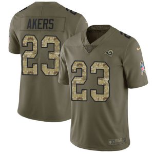 Premium Rams #23 Cam Akers Olive/Camo Youth Stitched NFL Limited 2017 Salute To Service Jersey