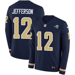 High quality Rams #12 Van Jefferson Navy Blue Team Color Youth Stitched NFL Limited Therma Long Sleeve Jersey