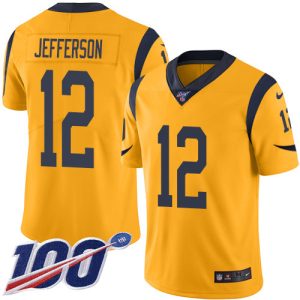 Outstanding Rams #12 Van Jefferson Gold Youth Stitched NFL Limited Rush 100th Season Jersey