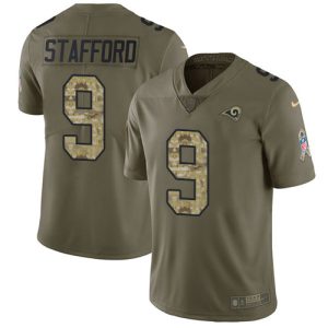 Outstanding Los Angeles Rams #9 Matthew Stafford Olive/Camo Youth Stitched NFL Limited 2017 Salute to Service Jersey