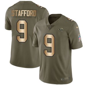 High quality Los Angeles Rams #9 Matthew Stafford Olive/Gold Youth Stitched NFL Limited 2017 Salute to Service Jersey