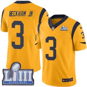 Finest Rams #3 Odell Beckham Jr. Gold Super Bowl LIII Bound Youth Stitched NFL Limited Rush Jersey