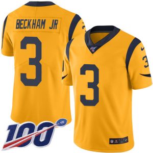 Finest Rams #3 Odell Beckham Jr. Gold Youth Stitched NFL Limited Rush 100th Season Jersey