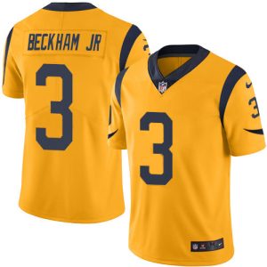 Premium Rams #3 Odell Beckham Jr. Gold Youth Stitched NFL Limited Rush Jersey