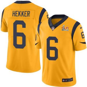 Exquisite Rams #6 Johnny Hekker Gold Super Bowl LVI Patch Youth Stitched NFL Limited Rush Jersey