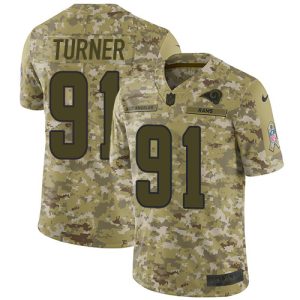 Marvelous Rams #91 Kobie Turner Camo Youth Stitched NFL Limited 2018 Salute To Service Jersey