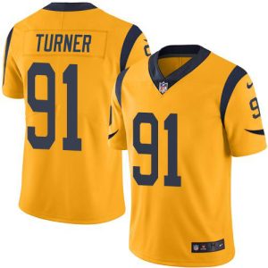 Gorgeous Rams #91 Kobie Turner Gold Youth Stitched NFL Limited Rush Jersey