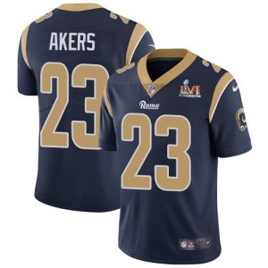 Superior Rams #23 Cam Akers Navy Blue Team Color Super Bowl LVI Patch Youth Stitched NFL Vapor Untouchable Limited Jersey