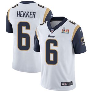 Exceptional Rams #6 Johnny Hekker White Super Bowl LVI Patch Youth Stitched NFL Vapor Untouchable Limited Jersey