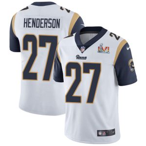 High quality Rams #27 Darrell Henderson White Super Bowl LVI Patch Youth Stitched NFL Vapor Untouchable Limited Jersey