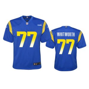 Exquisite Los Angeles Rams #77 Andrew Whitworth Youth Game NFL Jersey - Royal