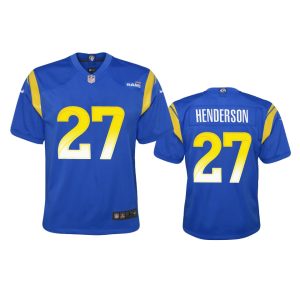 Exceptional Los Angeles Rams #27 Darrell Henderson Youth Game NFL Jersey - Royal