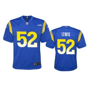 Outstanding Los Angeles Rams #52 Terrell Lewis Youth Game NFL Jersey - Royal