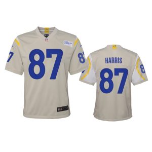Premium Los Angeles Rams #87 Jacob Harris Youth Game NFL Jersey - Bone