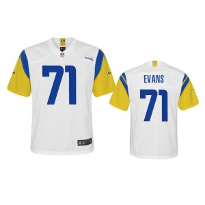 High quality Los Angeles Rams #71 Bobby Evans Youth Alternate Game NFL Jersey - White