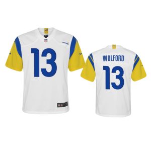 Premium Los Angeles Rams #13 John Wolford Youth Alternate Game NFL Jersey - White
