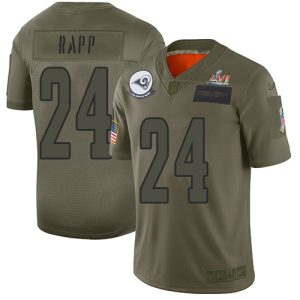 High quality Rams #24 Taylor Rapp Camo Super Bowl LVI Patch Youth Stitched NFL Limited 2019 Salute To Service Jersey