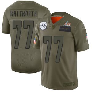 Finest Rams #77 Andrew Whitworth  Camo Super Bowl LVI Patch Youth Stitched NFL Limited 2019 Salute To Service Jersey