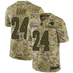 Premium Rams #24 Taylor Rapp Camo Super Bowl LVI Patch Youth Stitched NFL Limited 2018 Salute To Service Jersey