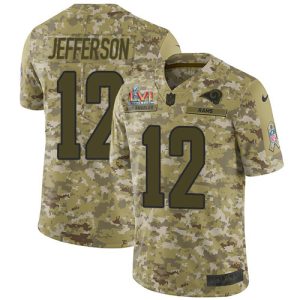 Finest Rams #12 Van Jefferson Camo Super Bowl LVI Patch Youth Stitched NFL Limited 2018 Salute To Service Jersey