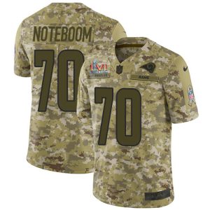 Premium Rams #70 Joseph Noteboom Camo Super Bowl LVI Patch Youth Stitched NFL Limited 2018 Salute To Service Jersey