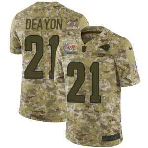 Superb Rams #21 Donte Deayon Camo Super Bowl LVI Patch Youth Stitched NFL Limited 2018 Salute To Service Jersey