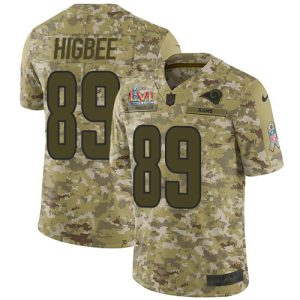 Superb Rams #89 Tyler Higbee Camo Super Bowl LVI Patch Youth Stitched NFL Limited 2018 Salute To Service Jersey